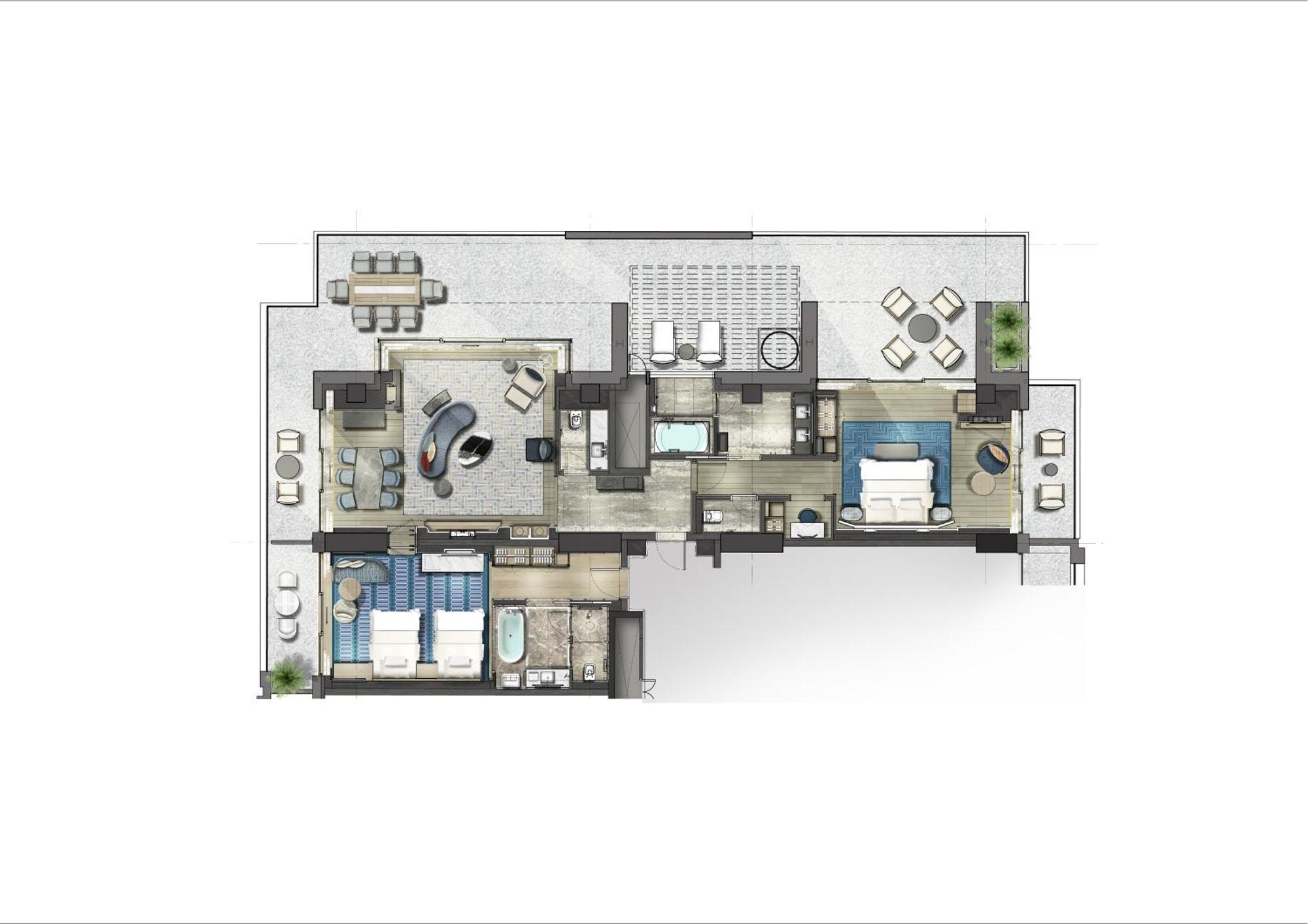 City Of Dreams Mediterranean - Integrated Resort, Casino & Entertainment Limassol Rum bild Floorplan of a typical apartment