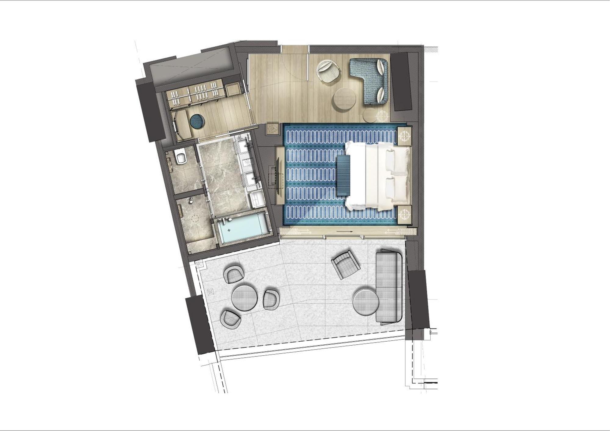 City Of Dreams Mediterranean - Integrated Resort, Casino & Entertainment Limassol Rum bild Floorplan of a typical apartment